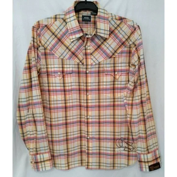 G-Star Raw Mens Long Sleeve Shirt with Pearl Snap Buttons and Large Logo - Sz L - Picture 1 of 10